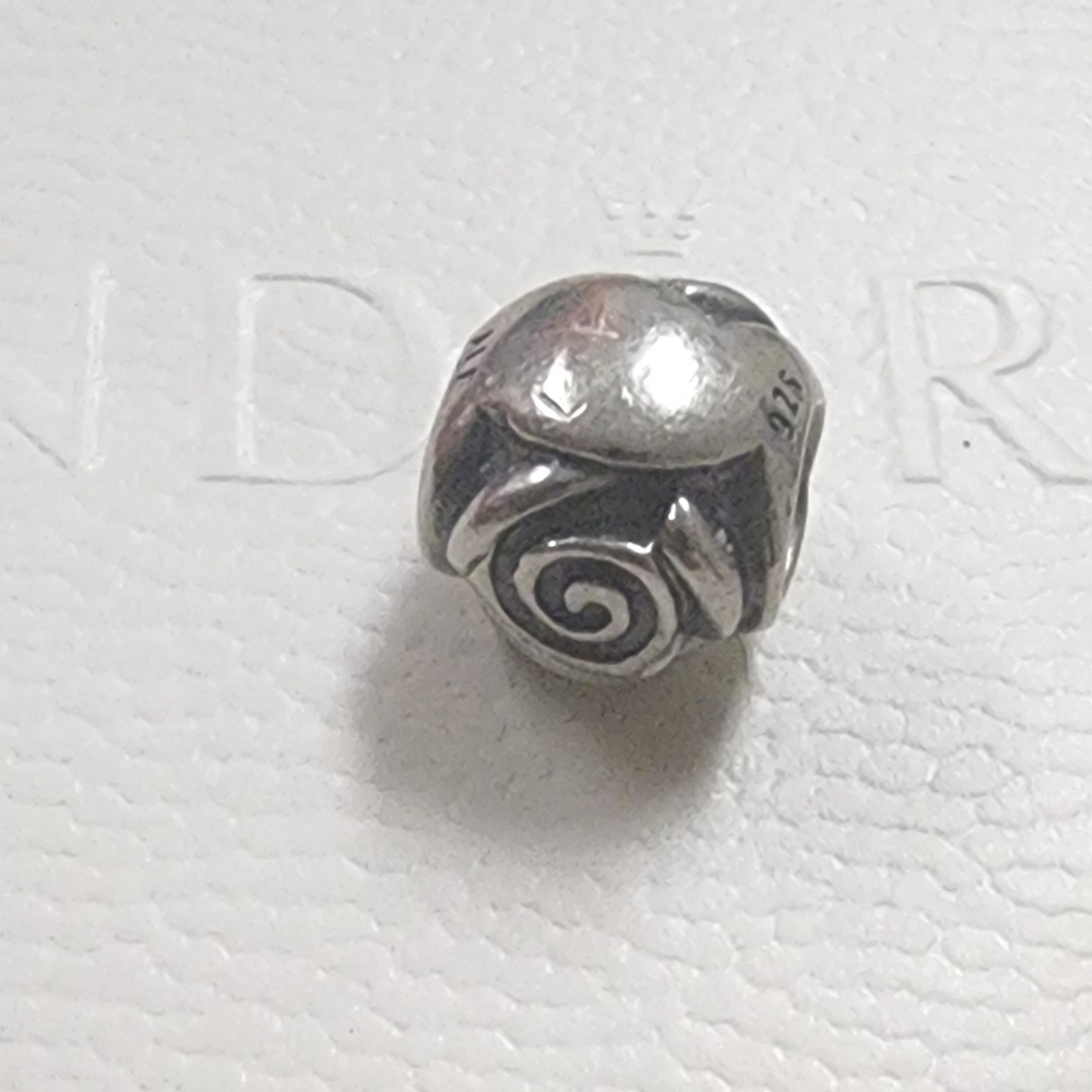 Pandora Rose Bud Flower Charm Retired View 3